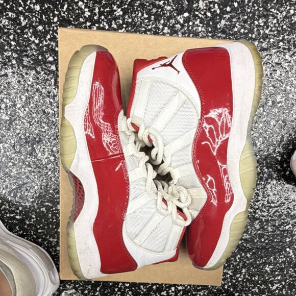 Jordan Air Jordan 11 Cherry Red White Men\'s Athletic Sneakers